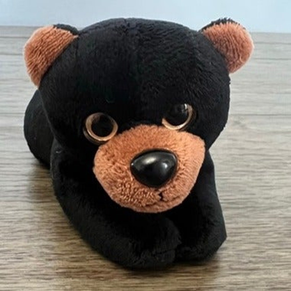 The Petting Zoo Black Bear Cub Plush Stuffed Animal Big Eyes Small 6 Inch